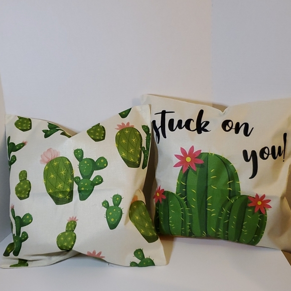 Decorative Cactus Pillowcases x4 🌵Color: Tan - Picture 2 of 4
